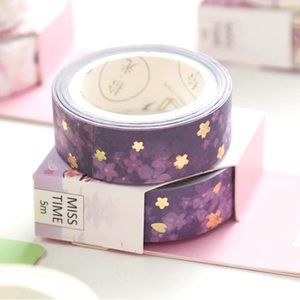 2 Washi tapes gold foil cute flowers